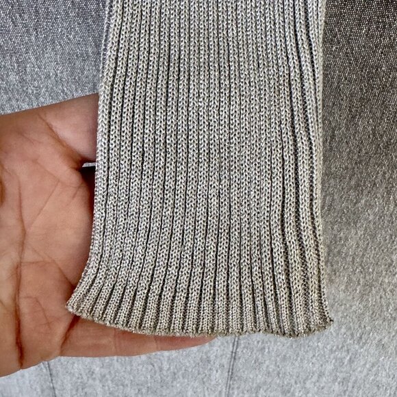 90s Vintage Gap Silver Metallic V Neck Button Up Ribbed Knit Cardigan Size M - Picture 5 of 14